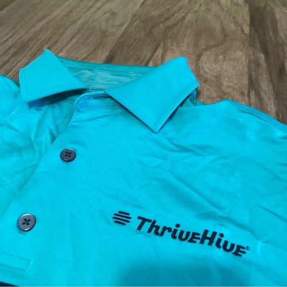 FootJoy Short Sleeve Golf Shirt Polo Mens Medium Teal Black Stripe ThriveHive - Picture 2 of 10